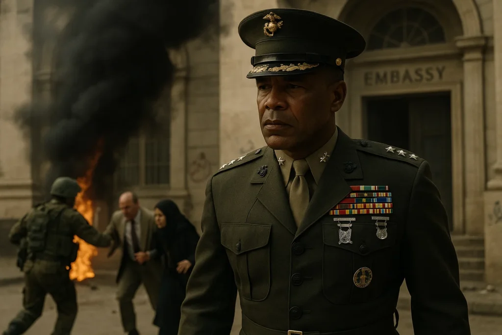 Marine officer protecting civilians during embassy attack linked to Colonel Terry Childers true story