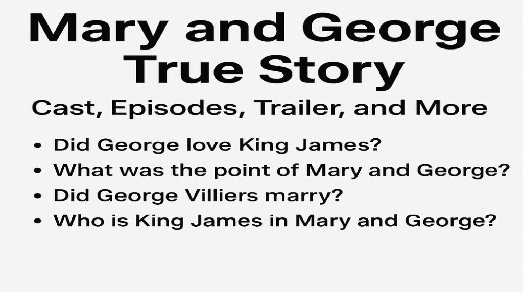 Mary and George True Story: Power, Seduction, and the Court of King James I 1 Candlelit English court scene showing Mary guiding George toward King James