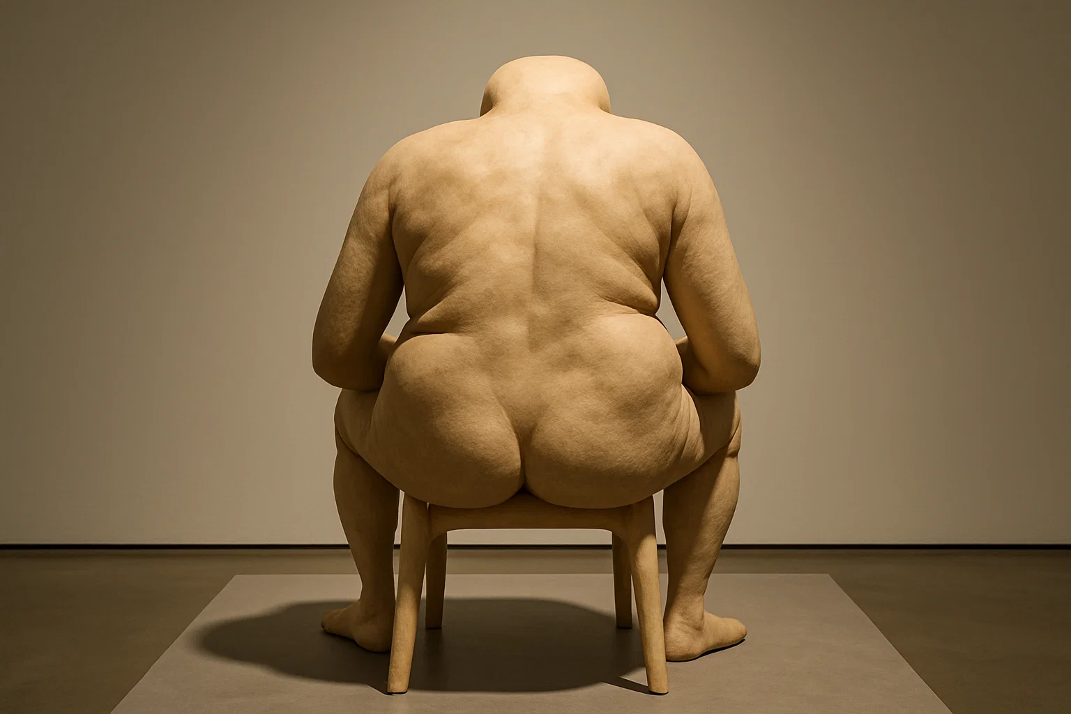 Behind-the-chair view of the Continental Breakfast chair sculpture.