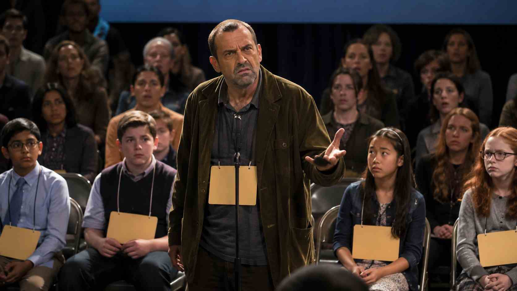 Jason Bateman in a spelling bee scene from Bad Words movie analysis