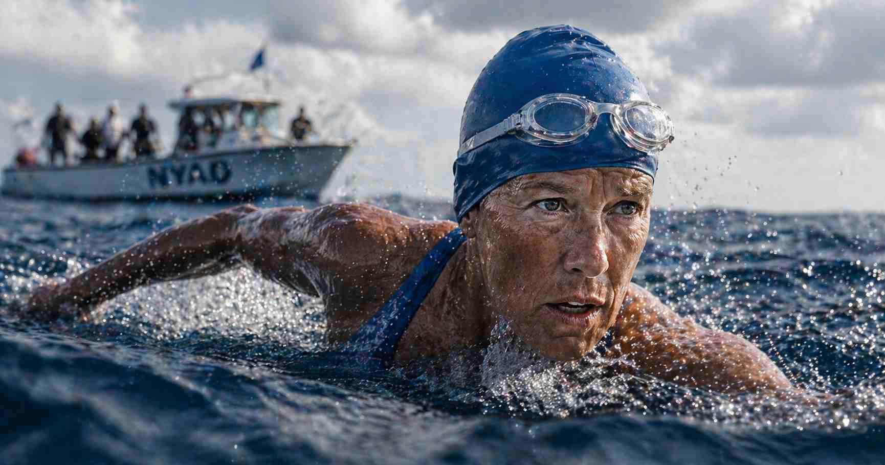 Diana Nyad swimming across ocean in true story scene