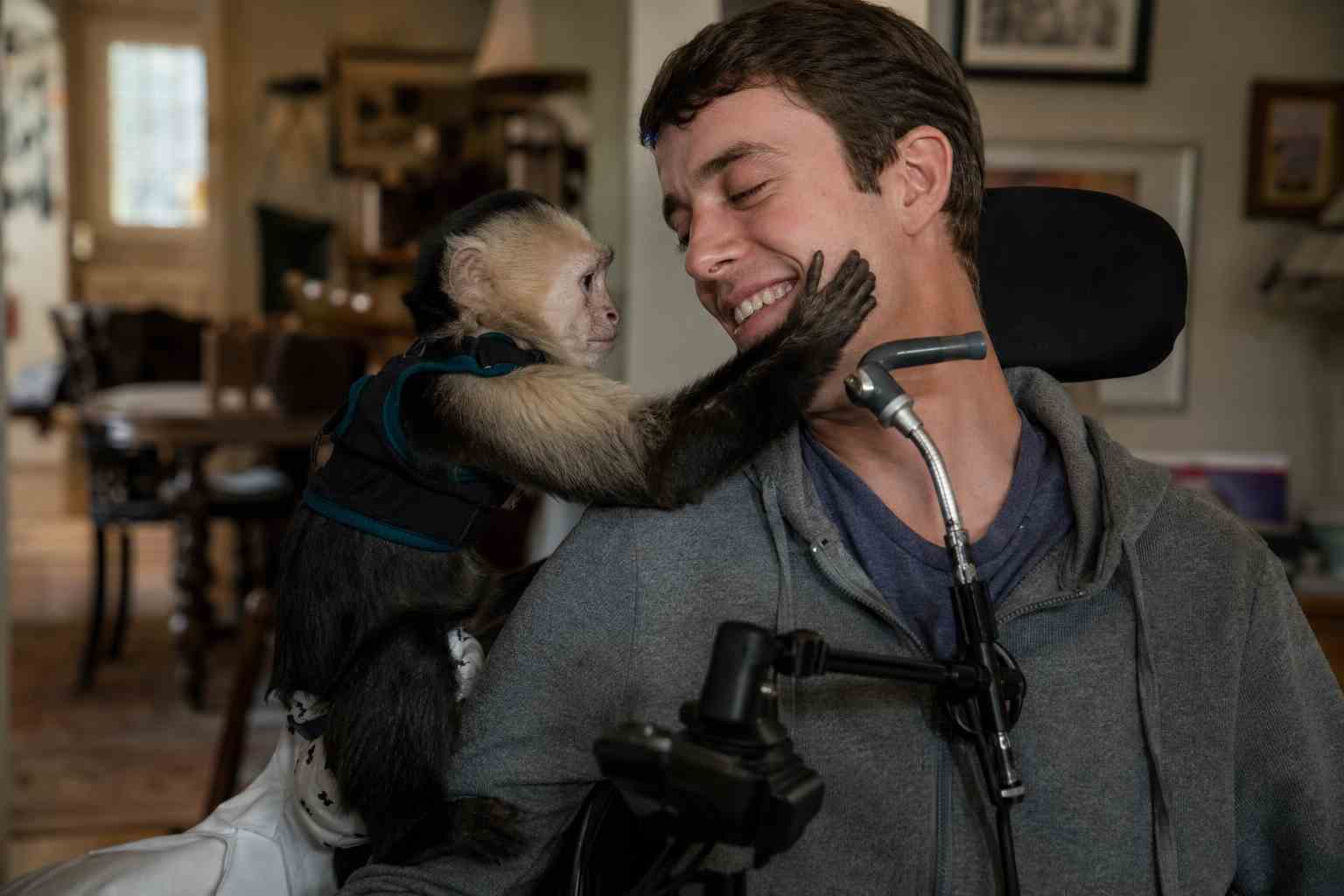 Nate sitting beside his capuchin monkey in the Gigi and Nate true story inspiration Nate sitting beside his capuchin monkey in the Gigi and Nate true story inspiration