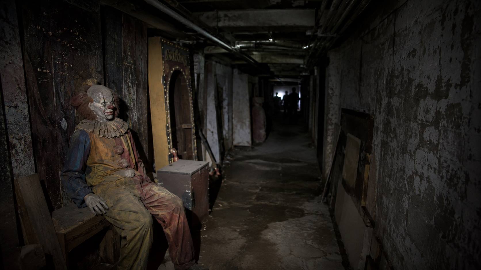 Dark basement connected to the fictional Abaddon Hotel Tragedy True Story.