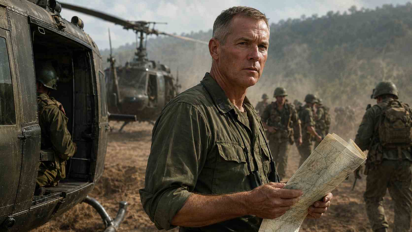 Lieutenant Colonel Hal Moore leading troops during the Vietnam War