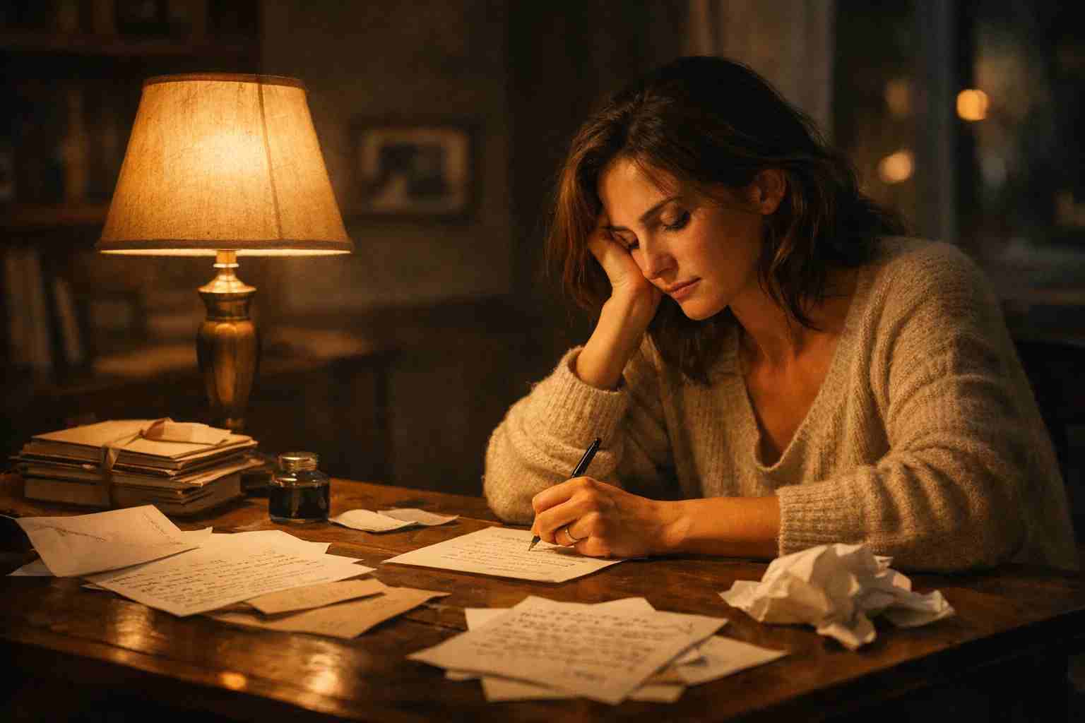 dramatic scene inspired by is tiny beautiful things a true story showing emotional writing moment