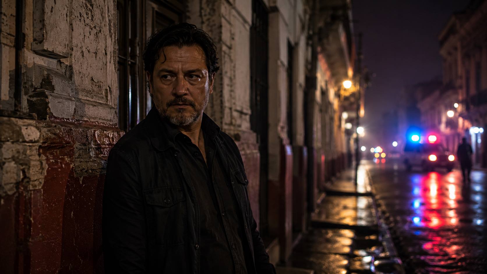 John Creasy True Story inspired crime thriller scene showing a former bodyguard in Mexico City at night.