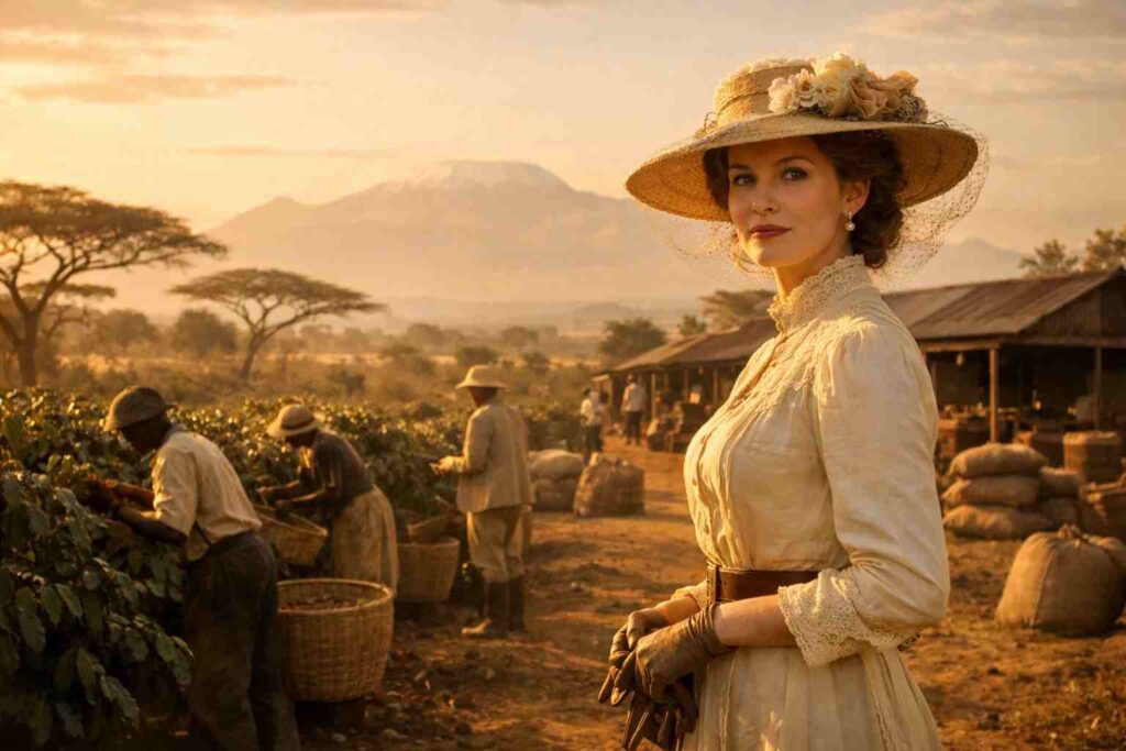 Karen Blixen on her Kenyan farm reflecting the Out of Africa true story