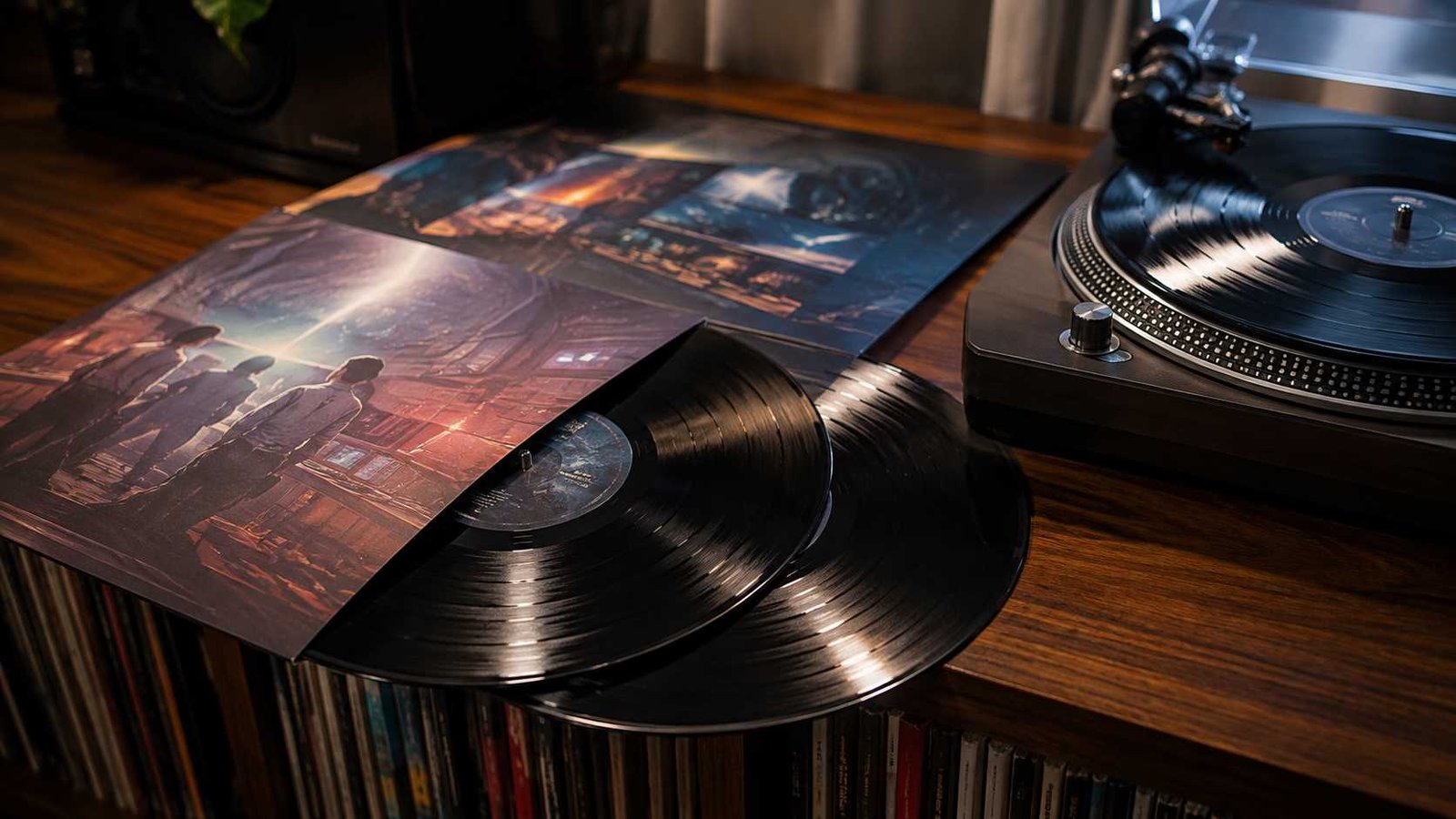 The Incredible True Story Vinyl record displayed beside a turntable for Logic album collectors