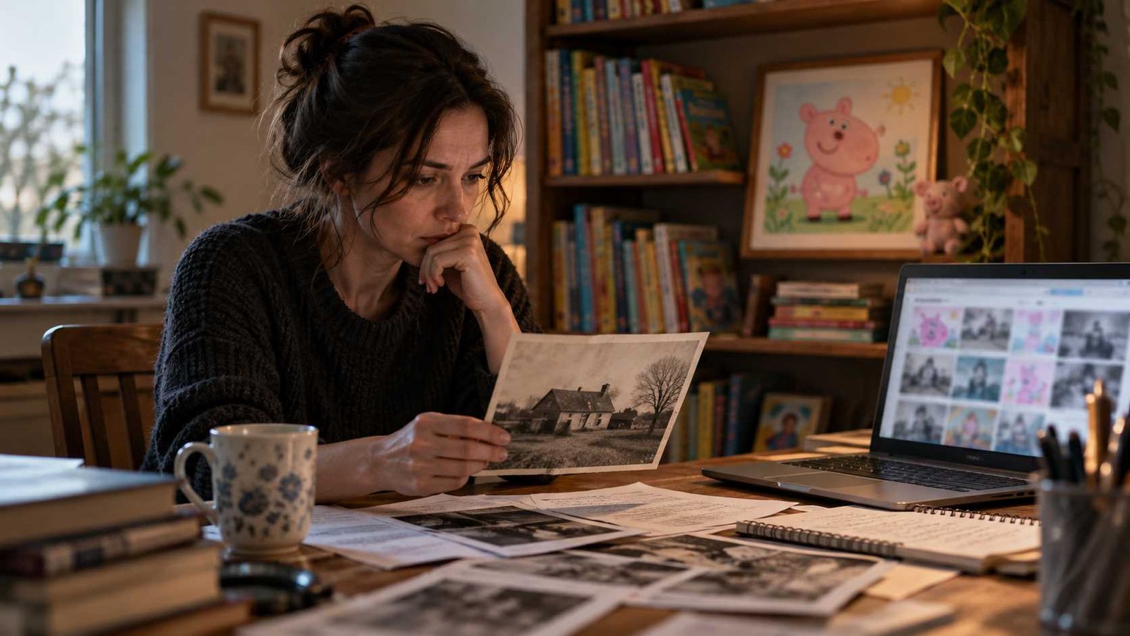 Researcher examining the Peppa Smith true story death legend and its connection to Peppa Pig.